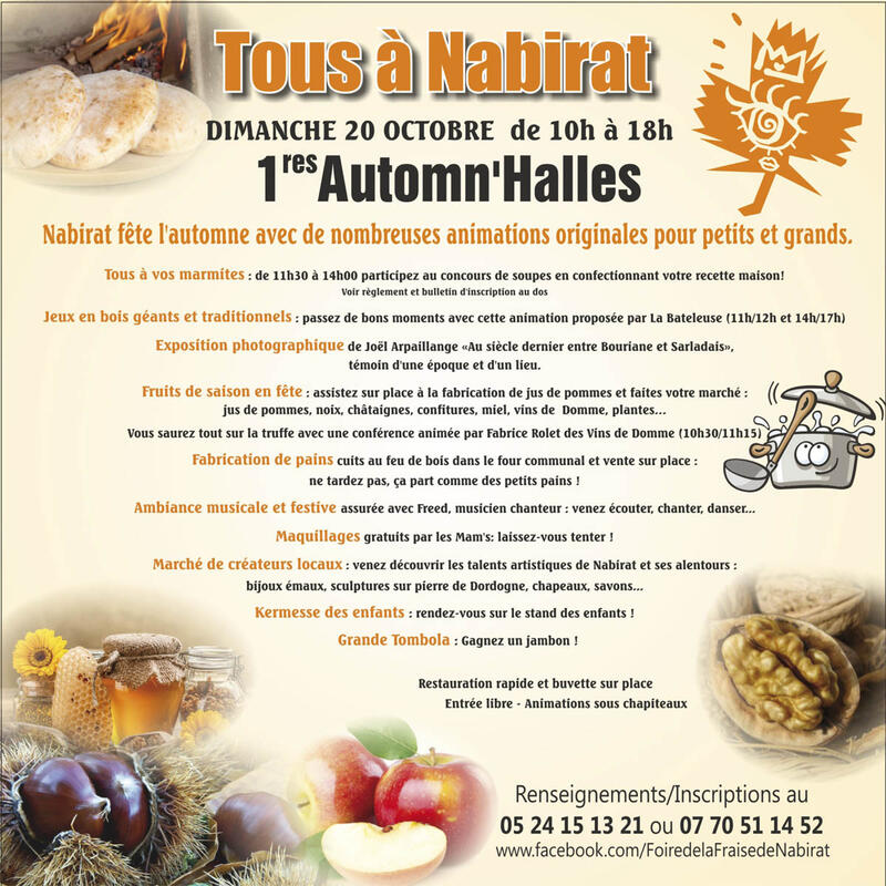 Tous à Nabirat dimanche 20 octobre de 10 h à 18 h — Nabirat fête l’automne avec de nombreuses animations originales pour petits et grands.