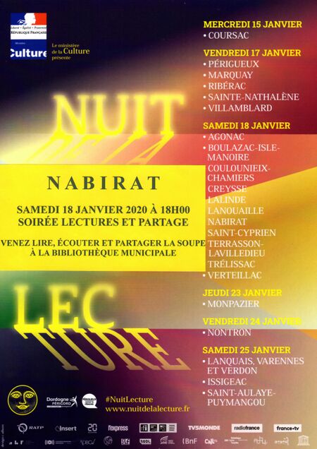 Affiche pour la nuit de la lecture (voir texte ci-dessous).